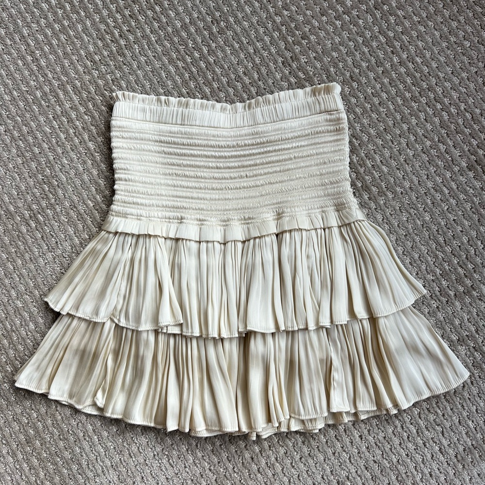 Silk Satin Mini Ruffle Skirt